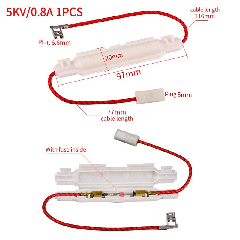 KOKISO طقم إصلاح ميكروويف المنزل - مكثف HV 2100V 1.0uF، دايود CL01-12، فيوز بطيء 5x20mm، 6x30mm 20A، 6x40mm 0.75A 0.8A 5KV - Image 4
